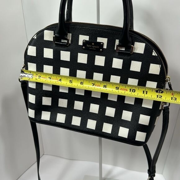 Kate Spade New York Black & White Checkered Satchel Crossbody Bag Structured - Picture 14 of 14